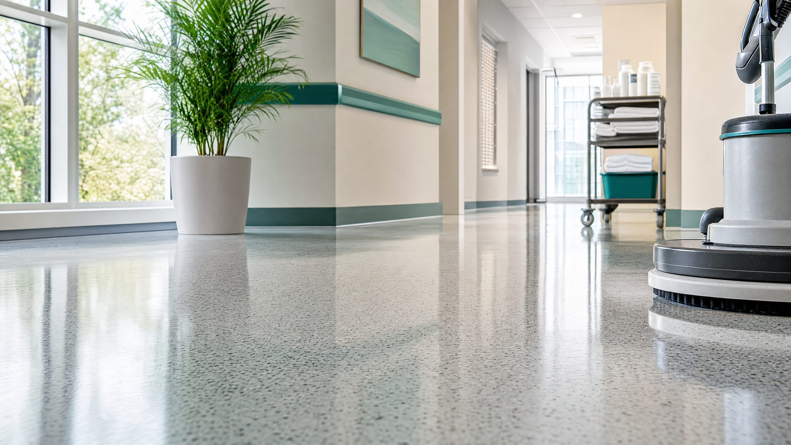 Property support and restoration-readiness equipment staged in a maintained commercial space